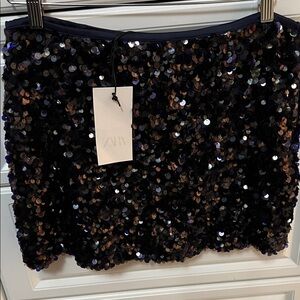 Zara Midnight Sequin Mini Skirt